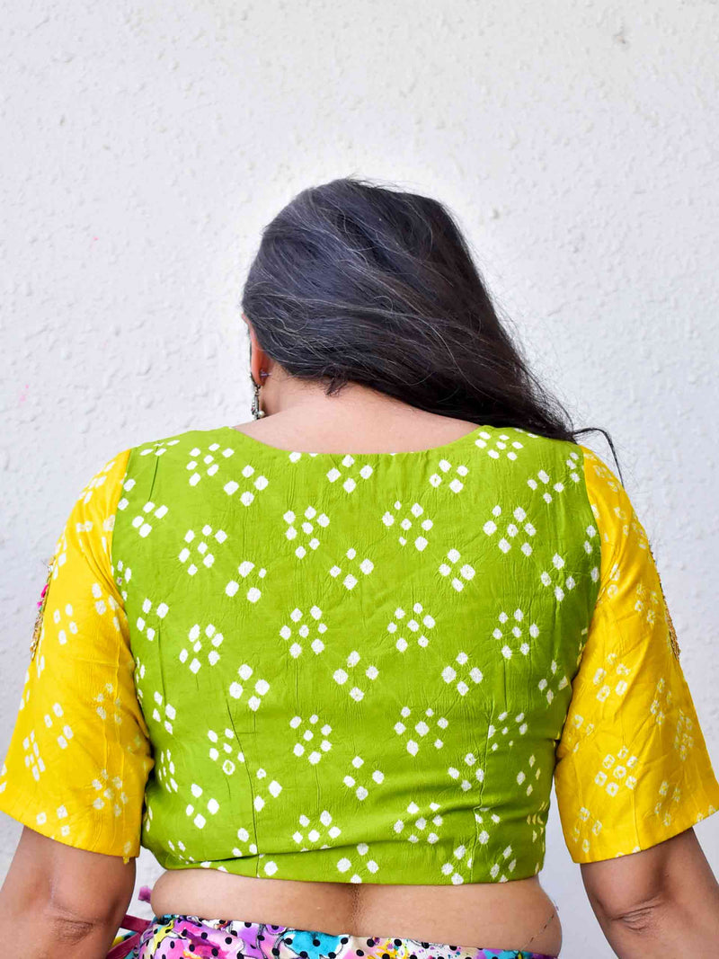 Mithaas - Handloom Chanderi silk Bandhani Blouse