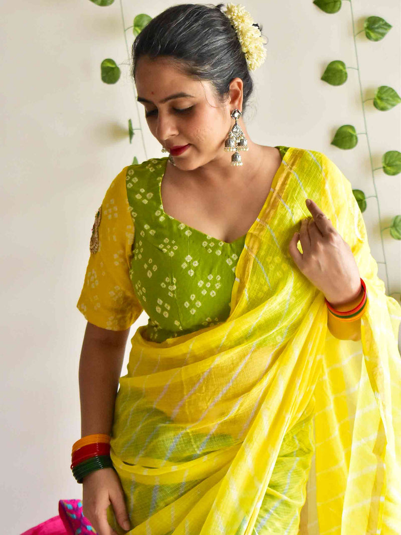 Haryali - Dual shaded leheriya Kota Saree