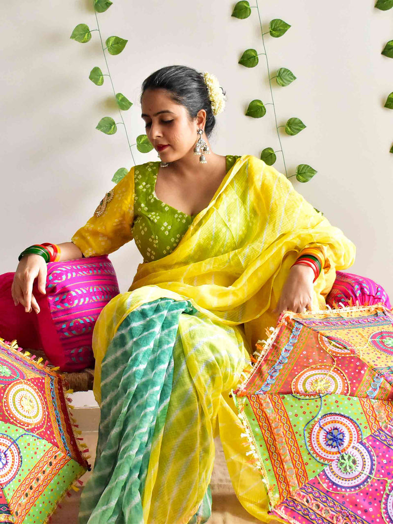 Haryali - Dual shaded leheriya Kota Saree