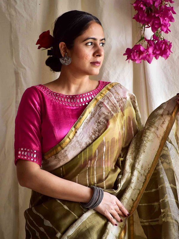 Megha - Dabu Chanderi silk saree