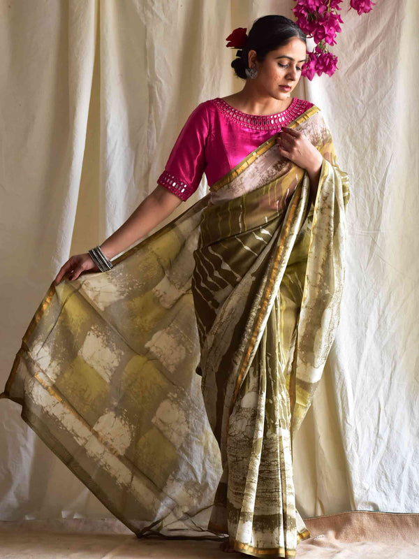 Megha - Dabu Chanderi silk saree