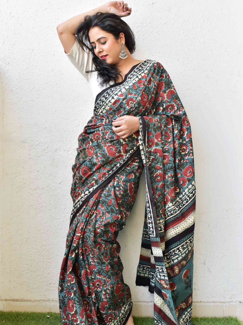 Guldasta - Dabu hand block printed cotton saree