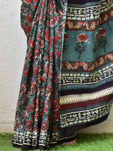 Guldasta - Dabu hand block printed cotton saree