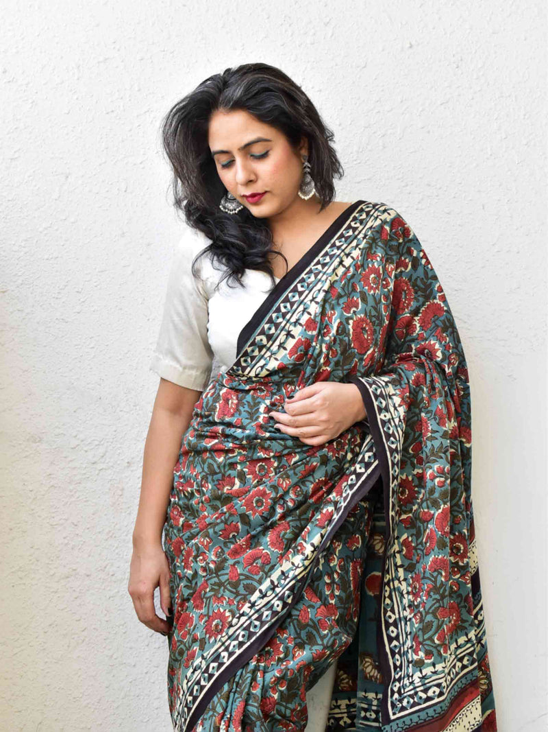 Guldasta - Dabu hand block printed cotton saree
