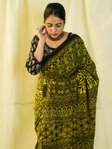 sabr -  Ajrakh hand block printed mul cotton saree