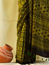 sabr -  Ajrakh hand block printed mul cotton saree
