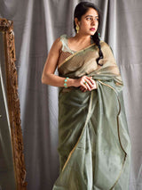 Onirique olive - Organza saree