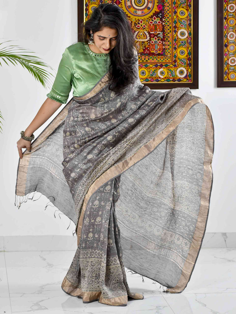 handloom Linen silk saree