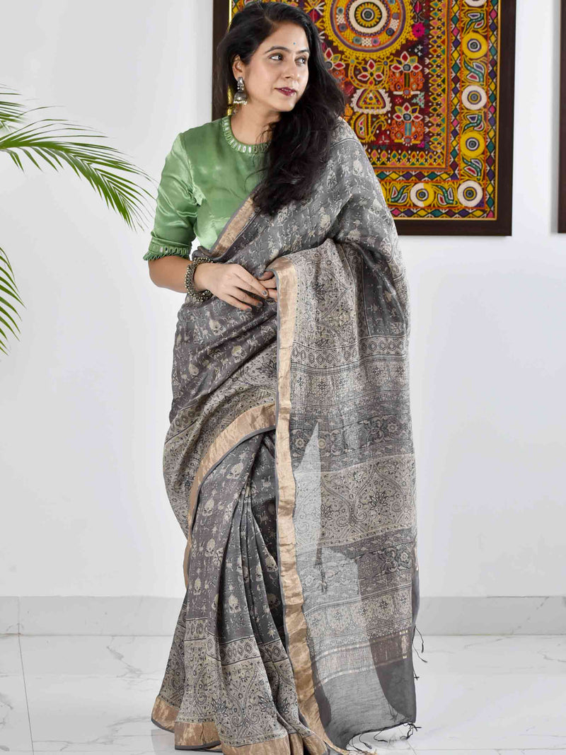 handloom Linen silk saree
