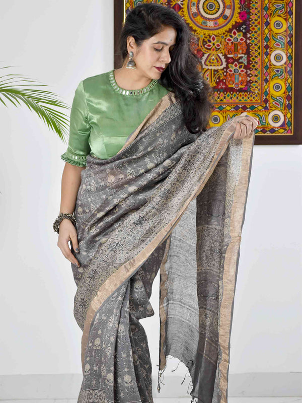 handloom Linen silk saree