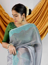 Buy Handwoven Matka Silk Jamdani Sequin Work Saree Online