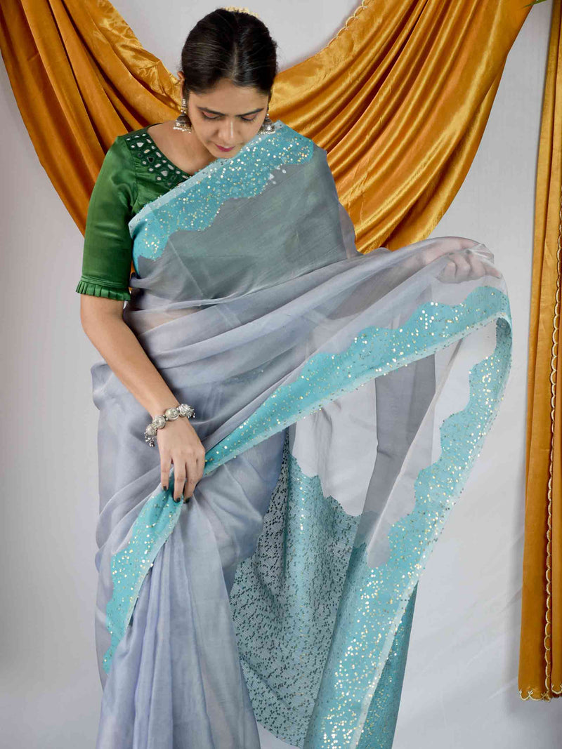 Buy Handwoven Matka Silk Jamdani Sequin Work Saree Online