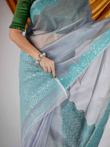 Buy Handwoven Matka Silk Jamdani Sequin Work Saree Online
