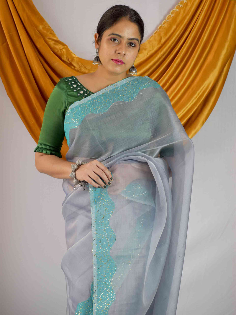 Buy Handwoven Matka Silk Jamdani Sequin Work Saree Online