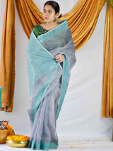 Buy Handwoven Matka Silk Jamdani Sequin Work Saree Online