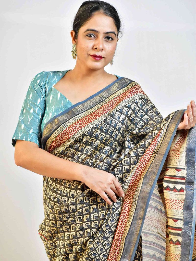 chahat - Dabu Maheshwari silk saree