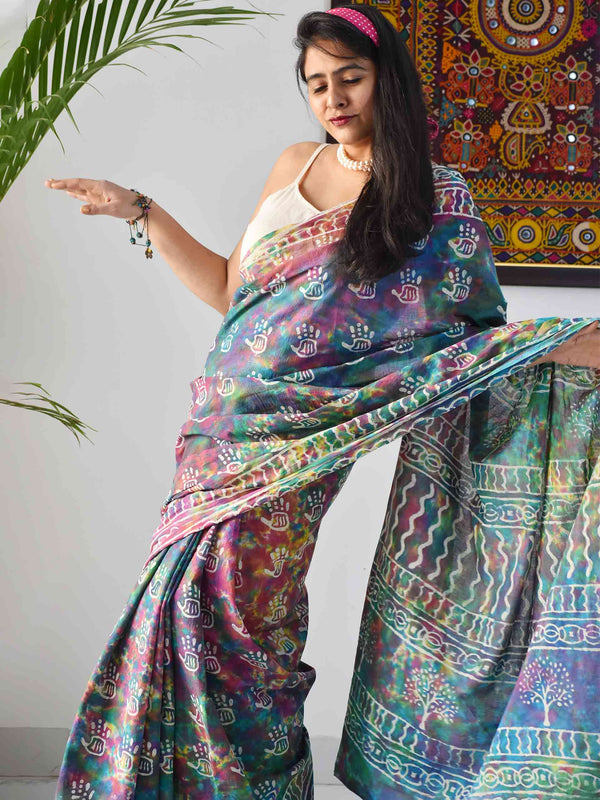 Buy Holi Inspired Mulmul Cotton Saree Online
