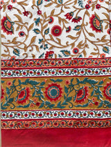 Nindiya - Floral block printed cotton double bedsheet with pillow covers