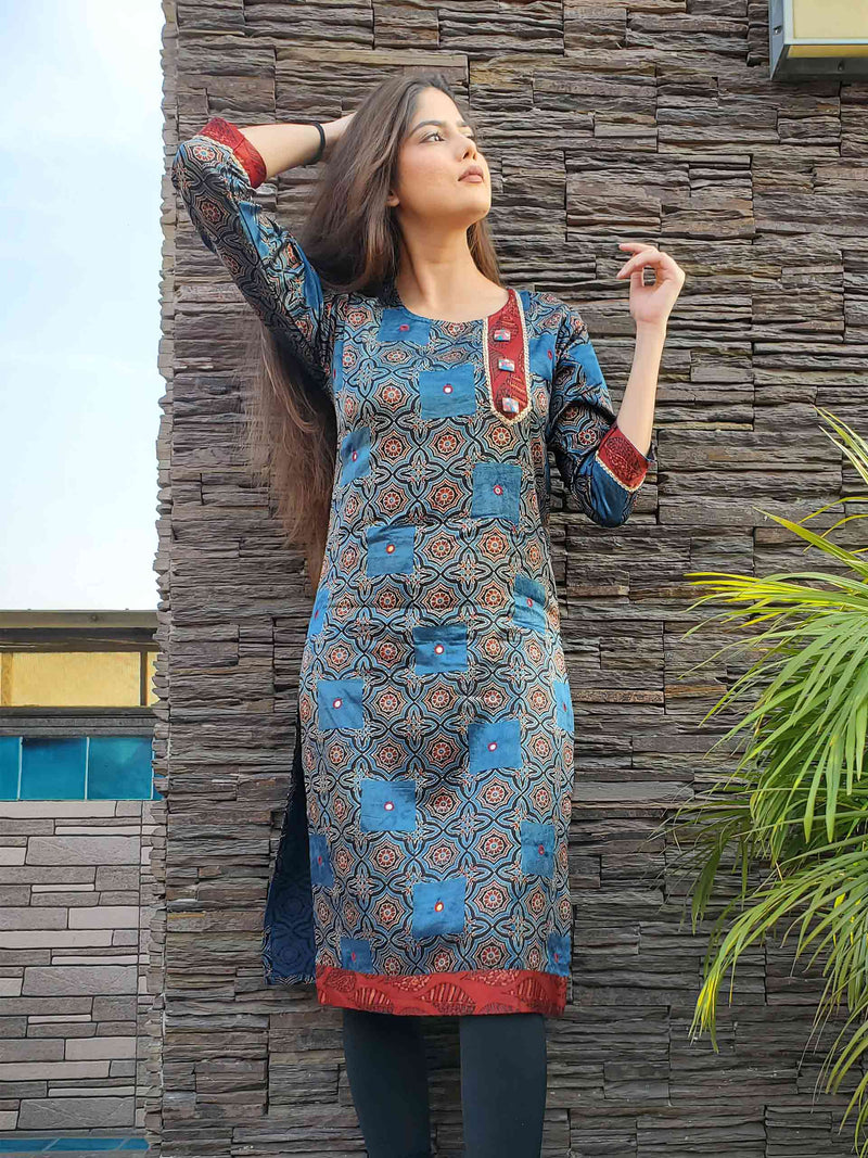 Ajrakh Kurta - Buy Ajrakh Print Kurti Online in India Page 3 - iTokri  आई.टोकरी