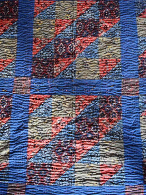 Lasa - Ajrakh Patchwork kantha Bedcover