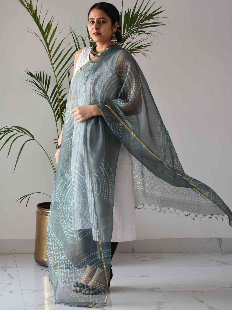 polka printed kota silk dupatta