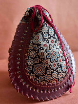 Nightangle - mashru silk and leather coin potli