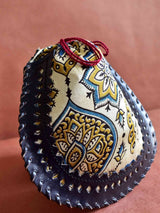 Pathways - mashru silk and leather coin potli