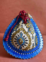 Badam - mashru silk and leather coin potli