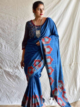 Gharonda -  Limited Edition Pichwai inspired Ajrakh mul cotton saree