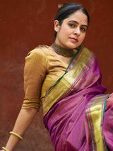 Jaamun Zari Tissue Maheshwari Silk Saree