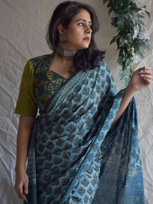 Patjhadh -  Dabu hand block printed mul cotton saree