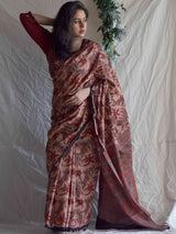 Mangal -  Dabu hand block printed mul cotton saree