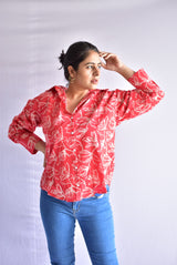 Scarlet - Printed Cotton oversized Shirt