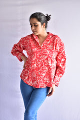 Scarlet - Printed Cotton oversized Shirt