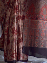 Mangal -  Dabu hand block printed mul cotton saree