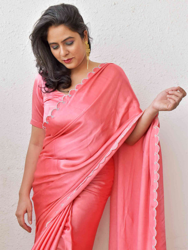 Peachy Plum - mashru silk saree