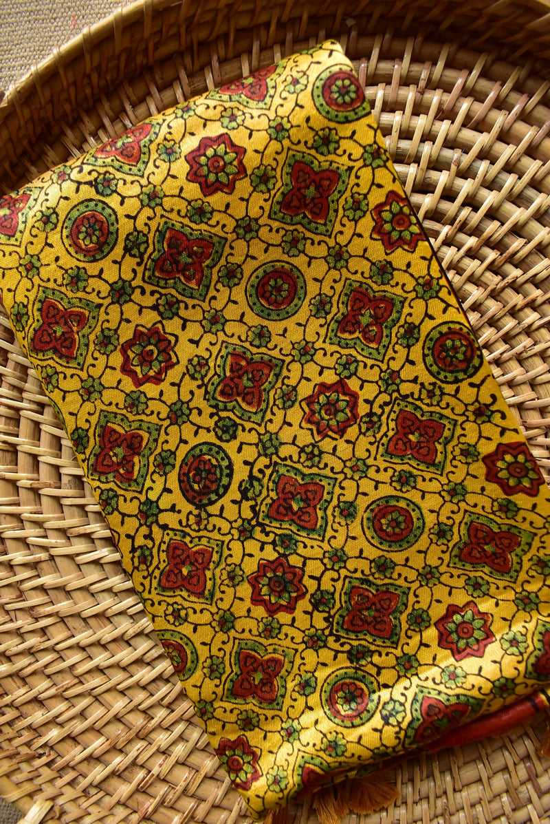 Komal - Ajrakh hand block printed Mashru silk stole