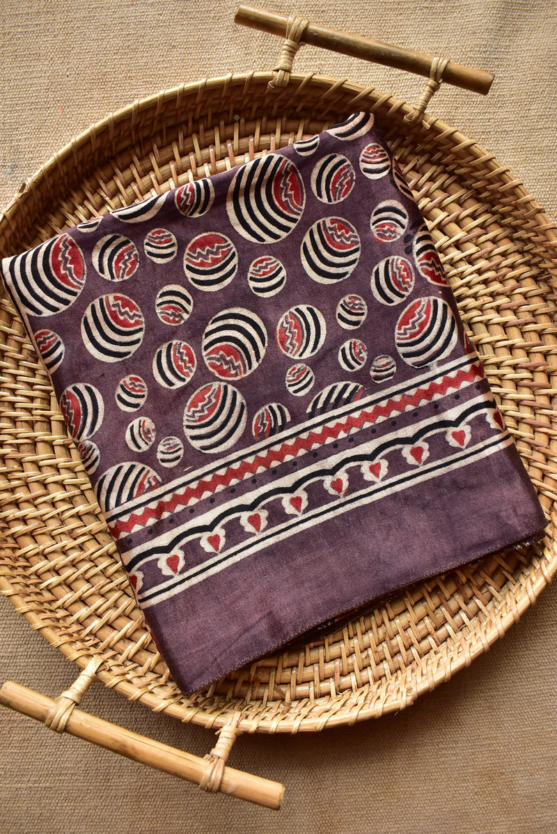 Gol - Ajrakh hand block printed Mashru silk stole