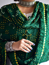 Kudrat - Bandhani Gajji silk dupatta with zari