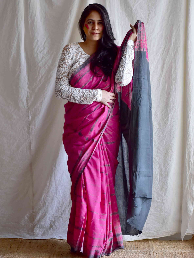 Greycious - mul tie and dye saree