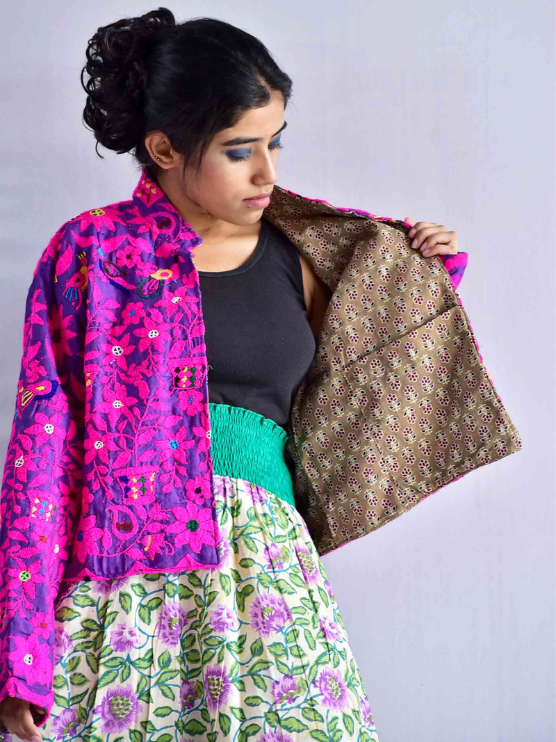 phoolkumari - hand embroidered Reversible jacket