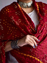laali - Bandhani Gajji silk dupatta with zari