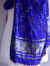 Blues - Bandhani Gajji silk dupatta with zari