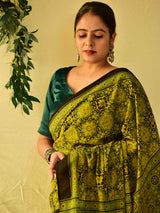 Andheria -  Ajrakh hand block printed mul cotton saree