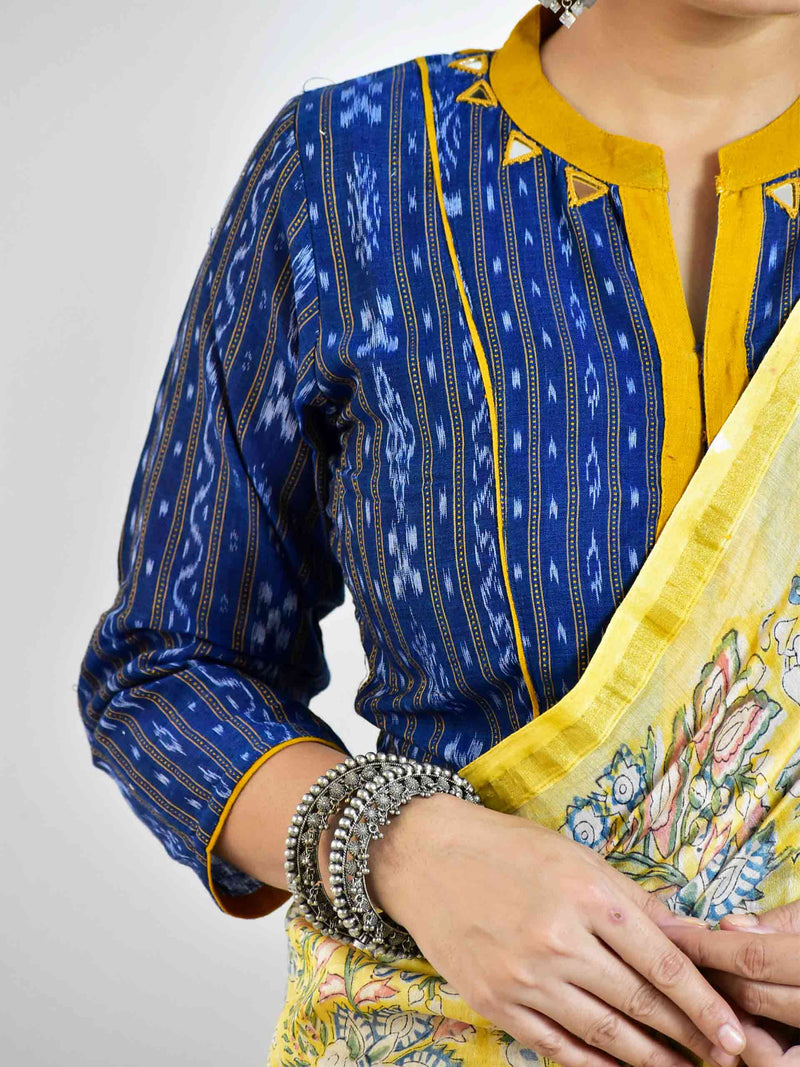 Rainfall - Ikat Kutch mirror work blouse