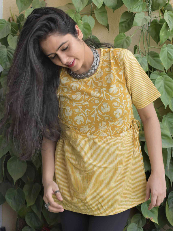 Buy Mustard Dabu hand block printed Flared Top Online for Women – Sundarii  Handmade Global
