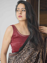 Maroon Hand Embroidered Mashru Silk Padded Blouse