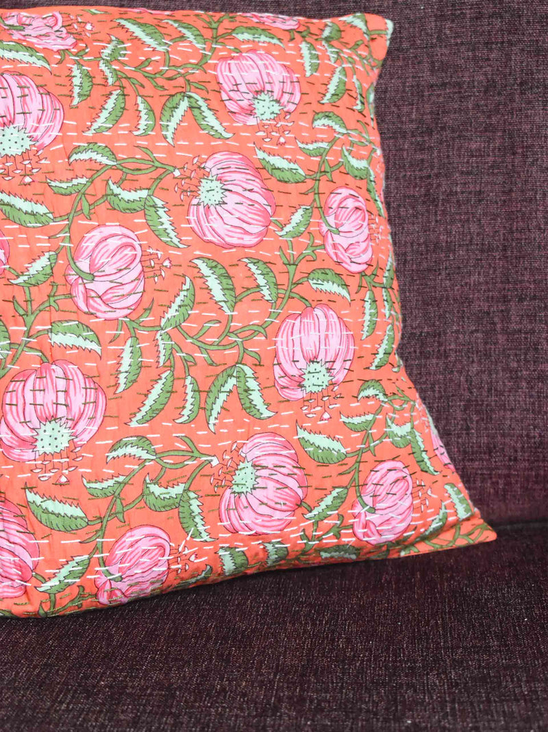 Creeper -  kantha embroidered cushion cover 16X16
