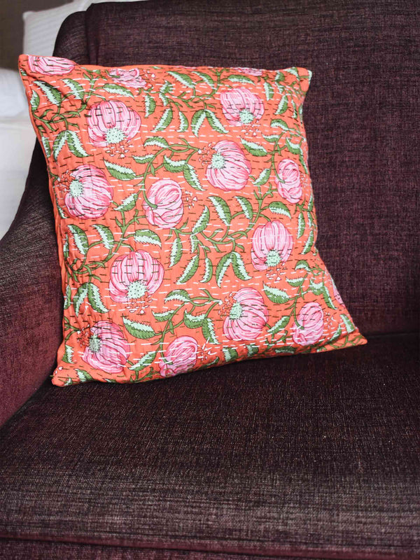 Creeper -  kantha embroidered cushion cover 16X16