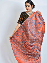Pathway  - Ajrakh hand block printed Modal Silk Saree